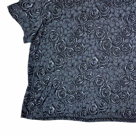 (Up To 50% Off SALE) Rose Floral Metallic Short Sleeve Top - Picture 3 of 3